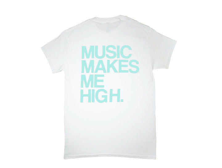 MUSIC MAKES ME HIGH *SIGNATURE T-SHIRT* WHITE/MINT (UNISEX)